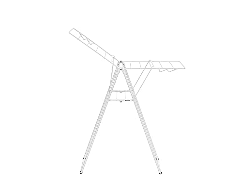 Brabantia HangOn Compact Clothes Drying Rack | 49ft (15m) | White | Small Indoor Clothes Airer Laundry Stand with 2 Fold-Out Wings & Hanger Hooks, Folds Flat, Ideal for Condos | Fits Full Load - color: Fresh White