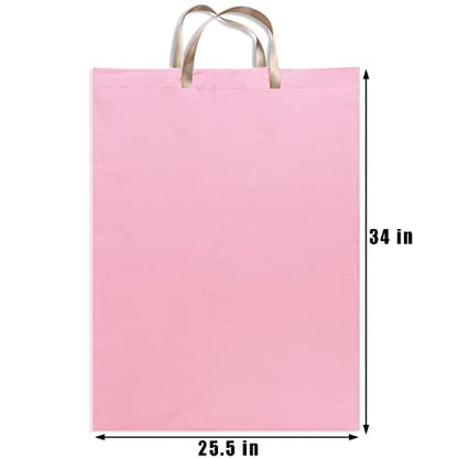 LOLOMLO Extra Large Canvas Laundry Bags with Handles & Drawstring Closure, Heavy Duty Tears Resistant Clothes Storage Travel Bags, Machine Washable Multi Use Laundry Bag liner for Laundry Hamper - 25.5 x 34 in - Pink - color: Pink