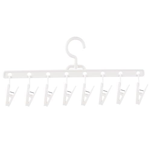 BESTYASH Foldable Windproof Clips Socks Clips Multi-Purpose Hanger with 8 Clips for Socks Underwear Hat Storage Laundry Drying Rack Closet Organization
