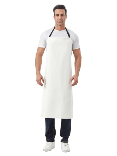 Nanxson Waterproof Apron Adjustable Dishwasher Apron for Women Men - color: White