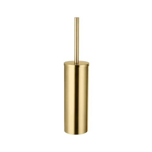 Brushed Gold Stainless Steel Floor-Standing Toilet Brush and Holder - color: Brushed Gold