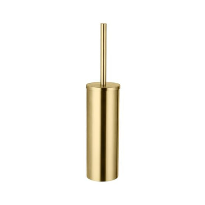 Brushed Gold Stainless Steel Floor-Standing Toilet Brush and Holder - color: Brushed Gold