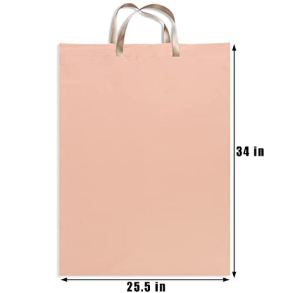 LOLOMLO Extra Large Canvas Laundry Bags with Handles & Drawstring Closure, Heavy Duty Tears Resistant Clothes Storage Travel Bags, Machine Washable Multi Use Laundry Bag liner for Laundry Hamper - color: Light Pink