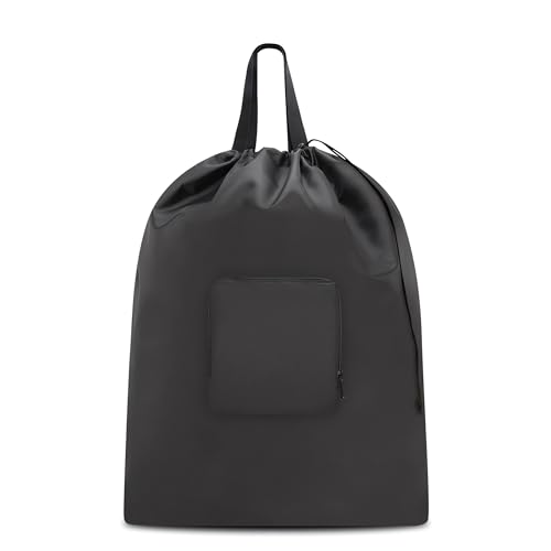 Travel Laundry bags, Dirty Clothes Travel Bag with Handles, Portable Small laundry Sack for Travelling, Suitcase, Gym, Camping (Black | 1 Pack) - color: Black | 1 Pack