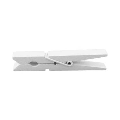 HEEHEE 24 PCS 2.83 Inch White Wooden Clothespins Strong Spring Grip Durable Natural Wood Texture Multipurpose for Crafts Laundry Photo Hanging - size: White 2.83x0.39" (7.2x1cm)-24 PCS