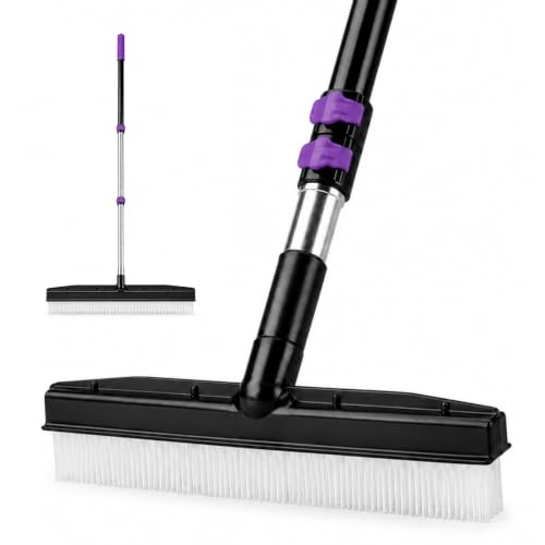 Room Groom PET Carpet Rake and Groomer with Telescoping 54 Inch Adjustable Handle, Rugs, and Artificial Turf, Purple Grip, Black/Purple - style: Purple Handle