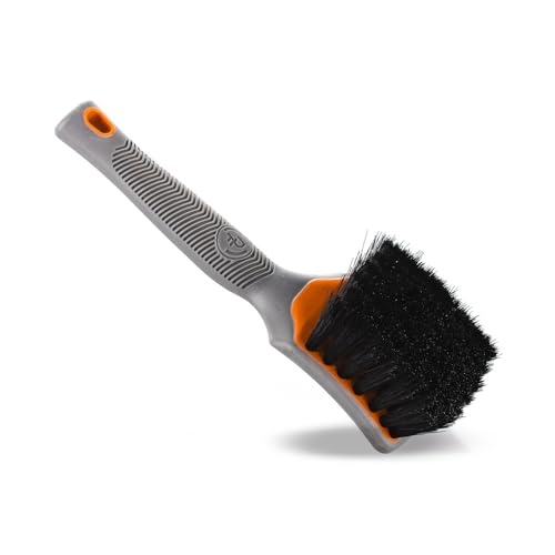 Detail Factory - ProGrip Interior Scrub Brush - Soft Bristles - Rubber Grip for Maximum Stability and Comfort - Curved Head Profile for Better Clearance - Solar Flare - color: Orange