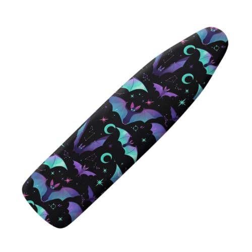 Bats Ironing Board Cover, Scorch Resistant Padding Elastic Edge Heavy Duty Iron Pad Covers Fastener Strap Standard Size Padding Decorative Covers for Most Iron Boards - color: Bats 5