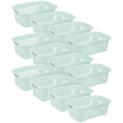 Sterilite HipHold Laundry Basket, Plastic Rectangle Clothes Hamper, 12 Pack - color: Mint, size: 1.5 Bushel (12 Pack)
