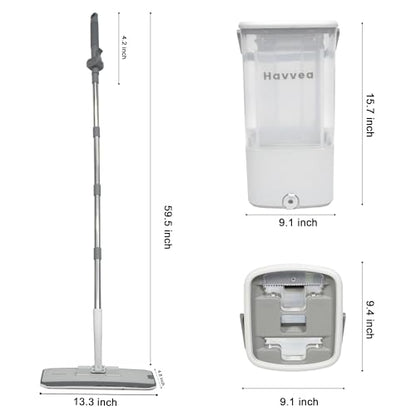 Flat Mop and Bucket System with Wringer Set, Wet Dry Separation Mop and Bucket Set for Hardwood, Vinyl Tile Floor, Wall Cleaner Mop for Household&Commercial Cleaning (Grey)