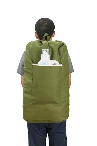 Canvas Laundry Bag, Laundry Backpack, Army Green, X-Large - color: ARMY GREEN, size: X-Large