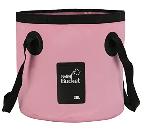 BANCHELLE 5 Gallon Collapsible Bucket with Handle for Indoor Outdoor - color: Light Pink