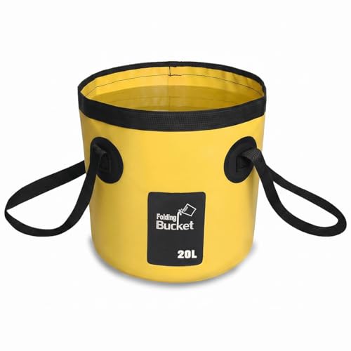5 Gallon Collapsible Bucket with Handle for Car Washing (Yellow) - color: Yellow