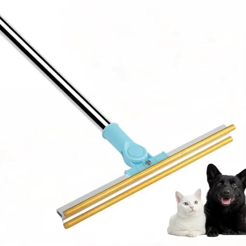 Pet Carpet Rake Hair Remover, Y-Type Reusable Hair Remover for Mats, Rugs, and Sofas; Cat & Dog Hair Removal Tool with 54 Inch Adjustable Long Handle - （Blue）