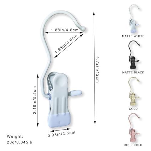 Hangers Clips,Stainless Hooks for Closet Hooks,Heavy Duty Clothespins Laundry Hanging Hooks,Travel Portable Clothes,Boot Tall Towel Hats Socks Pants and Bras (50, Matte White) - color: Matte White