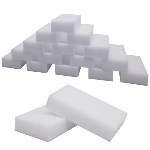 100 Pack Magic Cleaning Sponge Eraser 2X Density Melamine Foam Kitchen Dish Clean Multipurpose Stain Remove Pads Surface Scrubber for Household Shoes Furniture Floor Bathroom in Bulk