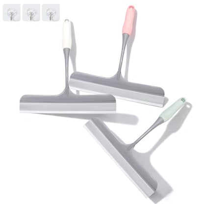 3pcs mini Squeegee Shower Squeegee for Glass Doors, with 3 Adhesive Hooks, Squeegee for Shower Glass Window Cleaning Squeegee Glass Shower Door for Car Window Wiper Mirror Windshield