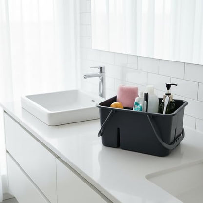 4 Compartment Plastic Utility Tote Caddy, Grey