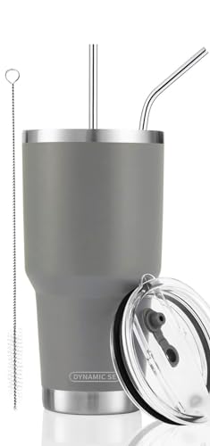 D·S 30oz Grey Tumbler Double Wall Vacuum Insulated Travel Coffee Mug - color: Gray