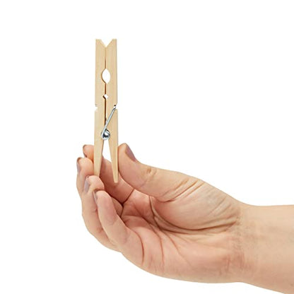 Juvale Wooden Clothespins & Hanging Clips - 100 Pack, 3.9x0.6x0.6in, Natural Wood, Modern - Heavy Duty Laundry Clips for Outdoor Clothesline - Clothespins for Crafts & Photo Displays - color: Natural