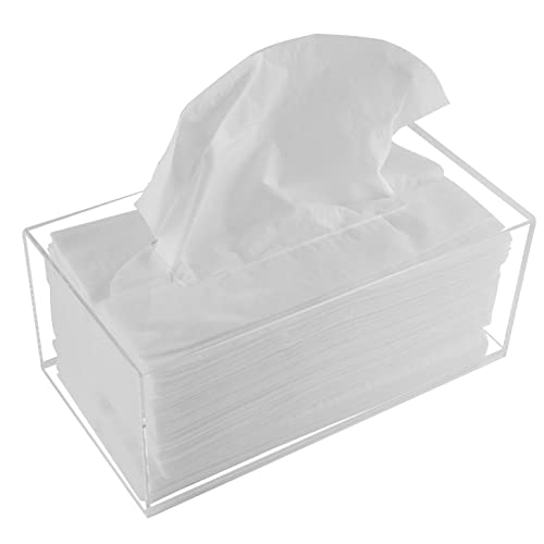 Acrylic Tissue Box Holder, Clear Dispenser for Facial Tissues, Napkins, and Dryer Sheets. Perfect for Bathrooms, Desks, Countertops, Vanities, Bedrooms, and Nightstands (Rectangle, Clear) - color: Clear, size: Rectangle