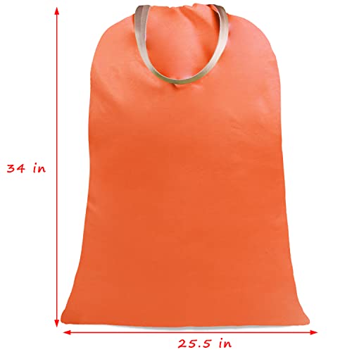 Sanlykate Large Canvas Cotton Laundry Bag with Drawstring & Handles, Heavy Duty Durable Dirty Clothes Organizer, Tear Resistant Hamper Liner Storage Bag, Travel Sack, 25.5 x 34inch - Melon Yellow - color: Melon yellow