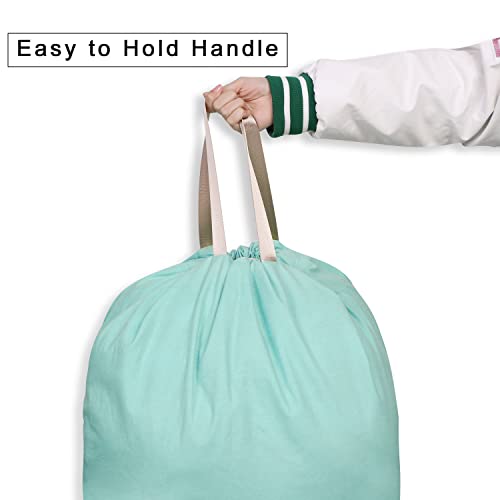 Cotton Canvas Laundry Bag with Handles & Drawstring Straps, Heavy Duty Extra Large Laundry Bags for Laundromat and Household, 25.5x34 Inch, Teal Blue - color: Teal Blue