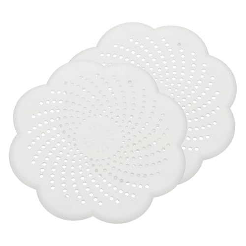 uxcell 2 Pcs Shower Silicone Drain Cover, 5.7 Inch Shower Hair Catcher Drain Cover for Shower Room Bathtubs Kitchen Sink Laundry Room, White(Flower) - color: White