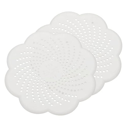uxcell 2 Pcs Shower Silicone Drain Cover, 5.7 Inch Shower Hair Catcher Drain Cover for Shower Room Bathtubs Kitchen Sink Laundry Room, White(Flower) - color: White