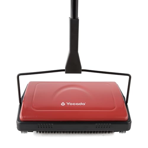 Yocada Manual Carpet Sweeper Cleaner Non-Electric Hand Push Dark Red - color: Dark Red