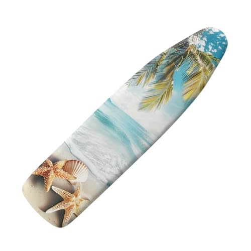 Hawaii Tree Ironing Board Cover with Padding Standard Size Padded Iron Board Cover with Elastic Edge and Adjustable Fasteners Padding Decorative Covers 15x54 Sea Star Iron Table Covers - color: Hawaii Tree Sea Star