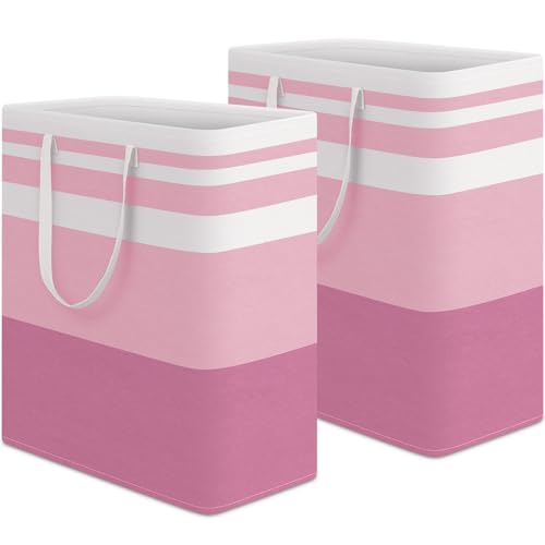 HomeHacks 2 Pack Large Laundry Baskets, Laundry Hampers Bags (Pink 100Lx2) - color: Pink, size: 100L