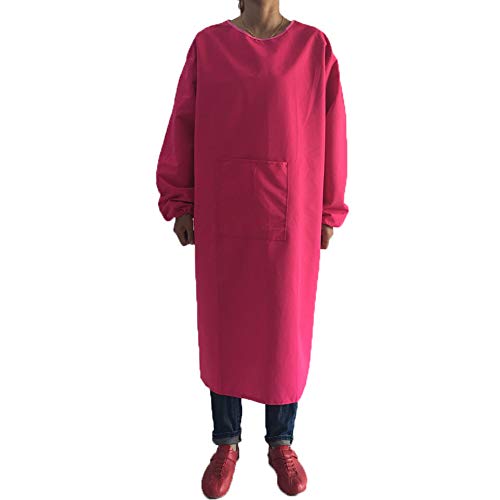 Adults Long Sleeve Cooking Kitchen Apron Waterproof Artist Drawing Apron - color: Pink, size: Free Size
