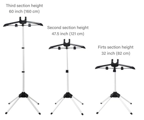 Iron Steam Stand; Foldable Garment Clothes Drying Rack; Handheld Garment Steamer Rack; Height Adjustable Standing Garment Hanger; Steam Ironing Machine Accessories Bracket (Black)
