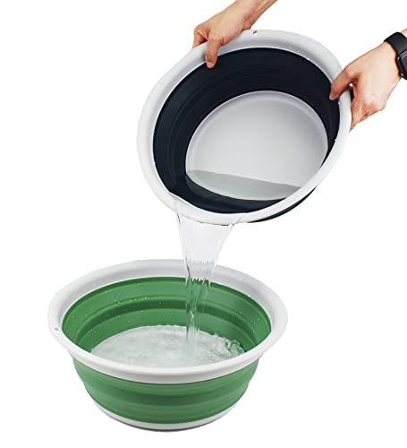 SAMMART 7.5L (1.98 Gallon) Collapsible Tub - Foldable Dish Tub - Portable Washing Basin - Space Saving Plastic Washtub (Grey/Slate Grey (Set of 2)) - color: Grey/Slate Grey (Set of 2)