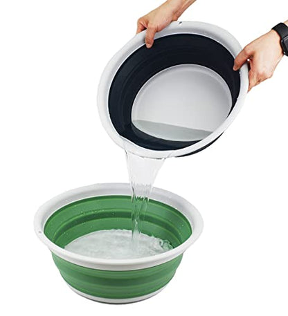 SAMMART 7.5L (1.98 Gallon) Collapsible Tub - Foldable Dish Tub - Portable Washing Basin - Space Saving Plastic Washtub (Grey/Slate Grey (Set of 2)) - color: Grey/Slate Grey (Set of 2)