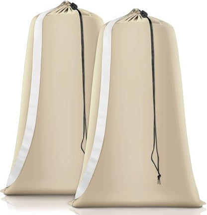 Coomee Heavy Duty Laundry Bag, 2 Pack XXL Nylon Laundry Bags with Straps - color: Beige, size: 48" x 28" x 1"