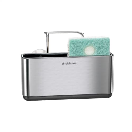 simplehuman Slim Sink Caddy Sponge Holder, Brushed Stainless Steel, Silver - size: Slim, style: Slim