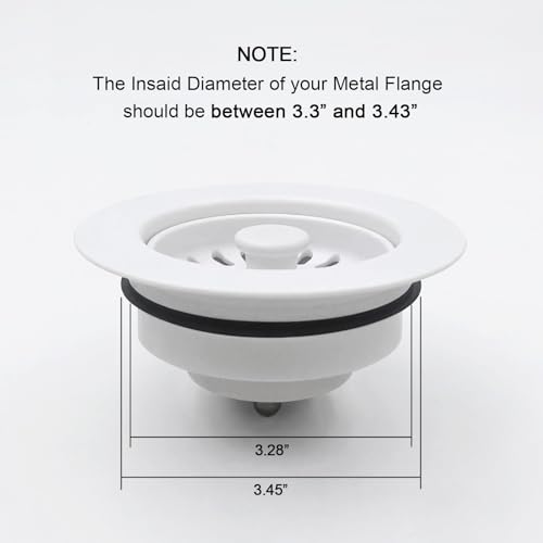 GZILA Garbage Disposal Drain Strainer and Stopper with Decorative Disposal Flange in White, Fit 3.5 Inch Standard Drain Hole - color: White