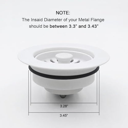 GZILA Garbage Disposal Drain Strainer and Stopper with Decorative Disposal Flange in White, Fit 3.5 Inch Standard Drain Hole - color: White