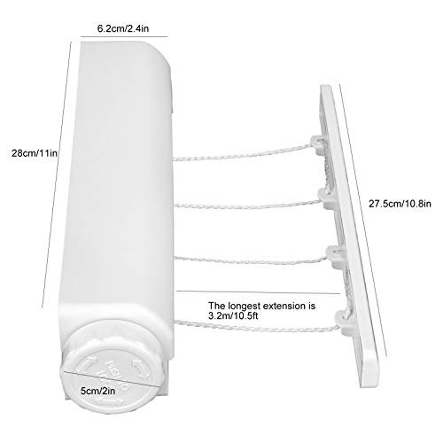 Retractable Clothesline Kit Telescopic Multiple Ropes Clothes Line, Clothes Drying Rope Hanger for Indoor Outdoor Supplies, Automatic Wall Mounted Retractable Clothes Drying Rack - size: Four ropes