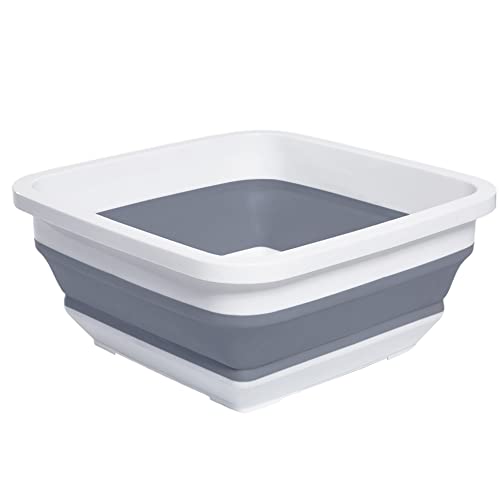 Goderewild Collapsible Dish Basin, 9L (2.4 Gal) Foldable Sink Tub, Gray - color: Gray