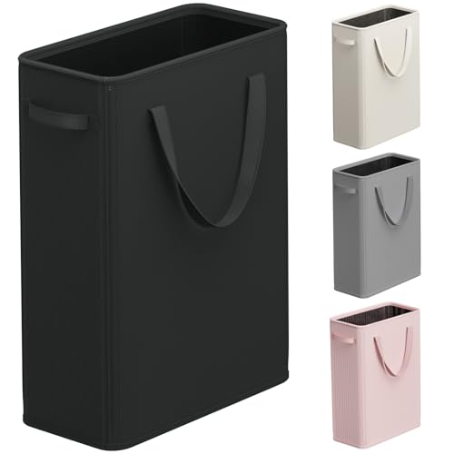 Optish 50L Slim Laundry Hamper, Small Laundry Basket With Handles, Black Narrow Laundry Basket for Dorm, Bedroom, Living Room, Collapsible Laundry Hamper - color: Black, size: 50L