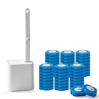 Disposable Toilet Brush with 48 Refills,Toilet Bowl Cleaner,Toilet Cleaning Supplies,Toilet Bowl Brush,Automatic lid-Opening and Closing Toilet Brush with Holder for Bathroom Deep Cleaning & Hygiene