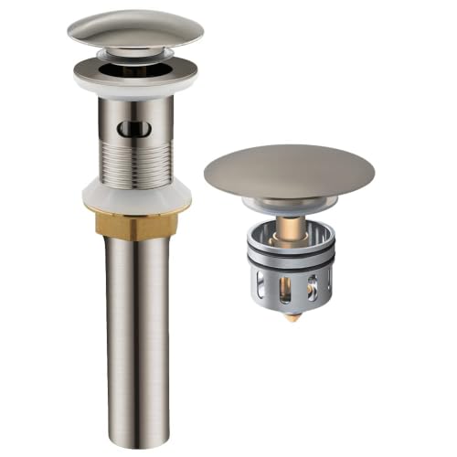 Bathroom Sink Drain with Overflow,Pop Up Drain with Hair Catcher Basket - color: Brushed Nickel