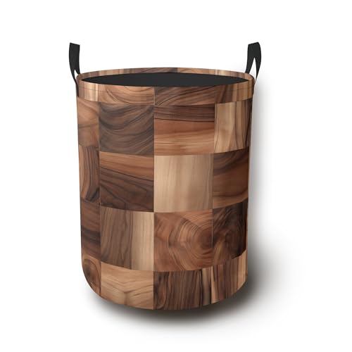 Vintage Wood Grain Laundry Basket,Barn Wooden Foldable Oxford Cloth Laundry Hamper with Handles Waterproof Dirty Clothes Storage Basket for Bathroom Bedroom Dorm Room 16" x 20.8" - color: Vintage Wood Grain Barn Wooden