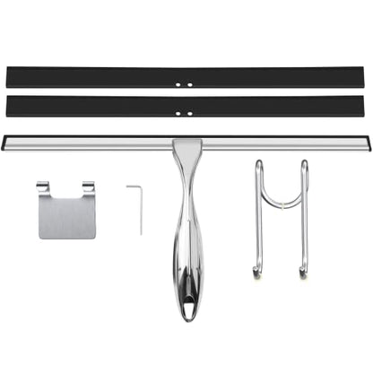 TOOVEM 14 Inch Shower Squeegee for Glass Doors, Window, Bathroom (Silver) - style: Silver 14 inch