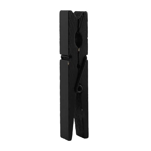 HEEHEE 24 PCS 2.83 Inch Black Wooden Clothespins Strong Spring Grip Durable Natural Wood Texture Multipurpose for Crafts Laundry Photo Hanging - size: Black 2.83x0.39" (7.2x1cm)-24 PCS