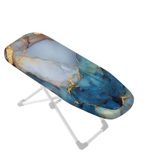 Marble Printed Ironing Board Cover with Elastic Edge, Apartment RVs Anti Slip Iron Board Cover Scorch Resistant, Mini Table Top Ironing Cover Easy Replacement - color: Blue - Marble