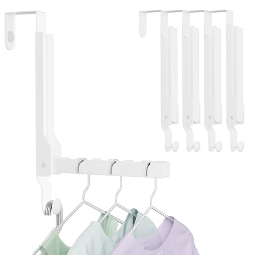 4 Pack Over The Door Hanger Folding Clothes Drying Rack, Folding Hanging Coat Rack for Indoor Laundry Room Compact Small Space Foldable Portable Clothing Hanger Hook Collapsible (Wihte-4(Upgraded)) - color: Wihte-4(Upgraded)
